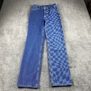 Hollister High-Rise 90's Vintage Straight‎ Checkered Jeans Womens 0S 24x28